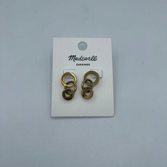 NWT New Madewell To The Market Link Dangle Brass Earrings - Picture 3 of 6